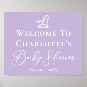 Affiche Pastel Purple Horse Baby shower sur mesure