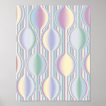 Pastel Rainbow Art Deco Geometric Pattern Modern W