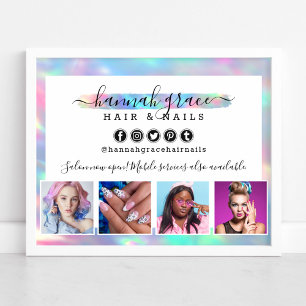 Affiche Pastel Rainbow Hair Nails Business Marketing Photo
