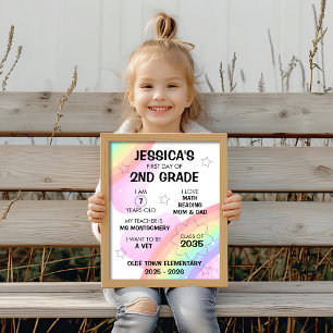 Affiche Pastel Rainbow Premier jour de l'école