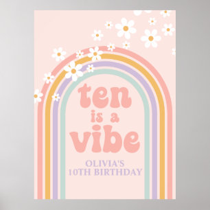 Affiche Pastel Rainbow Retro Dix ans c'est une ambiance 10