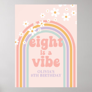 Affiche Pastel Rainbow Retro Eight est un Vibe 8th Birday