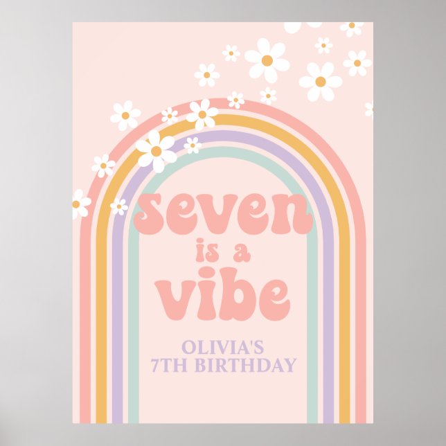Affiche Pastel Rainbow Retro Seven est une Vibe 7ème anniv (Devant)