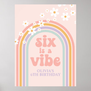 Affiche Pastel Rainbow Retro Six est une ambiance 6e anniv