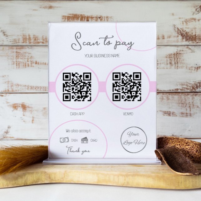 Affiche Pastel rose 2 QR code analyse d'entreprise à payer (Créateur téléchargé)