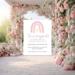 Affiche Pastel rose arc-en-ciel 1er Anniversaire heure Cap