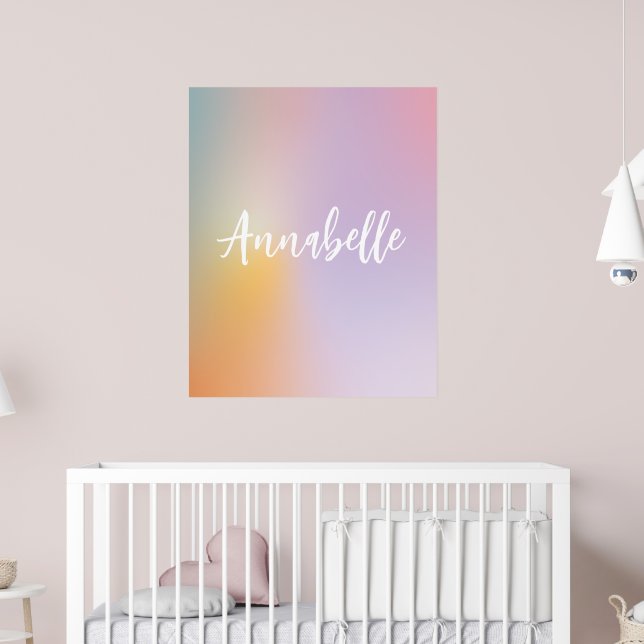 Affiche Pastel rose arc-en-ciel girly monogramme simple sc (Pépinière 2)