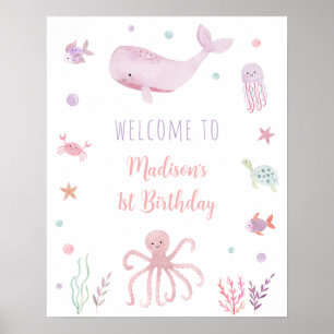 Affiche Pastel rose sous la mer Accueil d'anniversaire