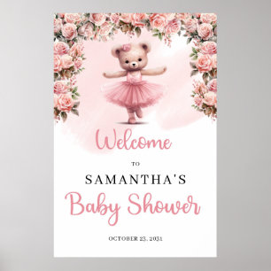 Affiche Pastel rose Tutu ballerina fille ours en peluche B