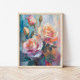 Affiche Pastel Roses Art Floral Abstrait Moderne