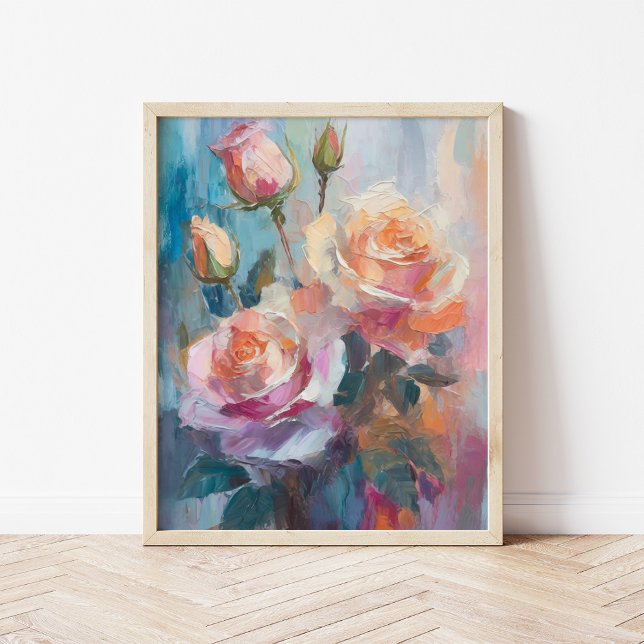 Affiche Pastel Roses Art Floral Abstrait Moderne (Créateur téléchargé)