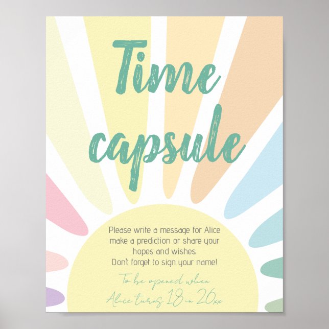 Affiche Pastel soleil Anniversaire Heure Capsule (Devant)