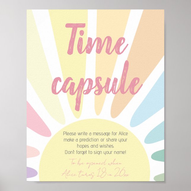Affiche Pastel soleil Anniversaire Heure Capsule (Devant)