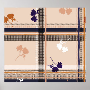 Affiche Pastel Spring Branch : À damiers Vintage Grid