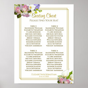 Affiche Pastel Spring Floral 4 Table Mariage Carte de sièg