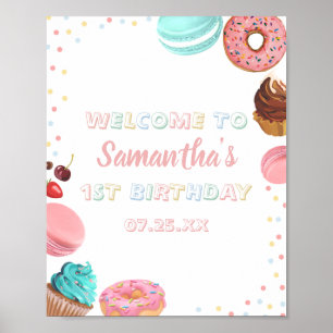 Affiche Pastel Sweet Candy Lolipop Cupcake Donut Anniversa
