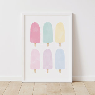 Affiche Pastel Watercolor Popsicle Girls Room