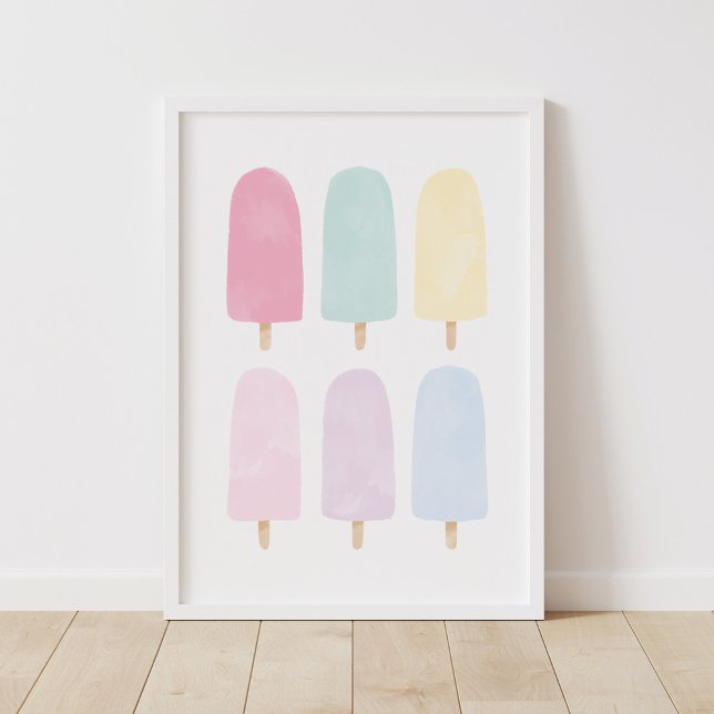 Affiche Pastel Watercolor Popsicle Girls Room (Créateur téléchargé)
