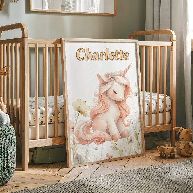 Affiche Pastel Whimsical unicorn fleur sauvage (Créateur téléchargé)