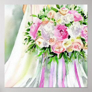 Affiche Pastels romantiques, Bouquet en cascade nuptiale 2