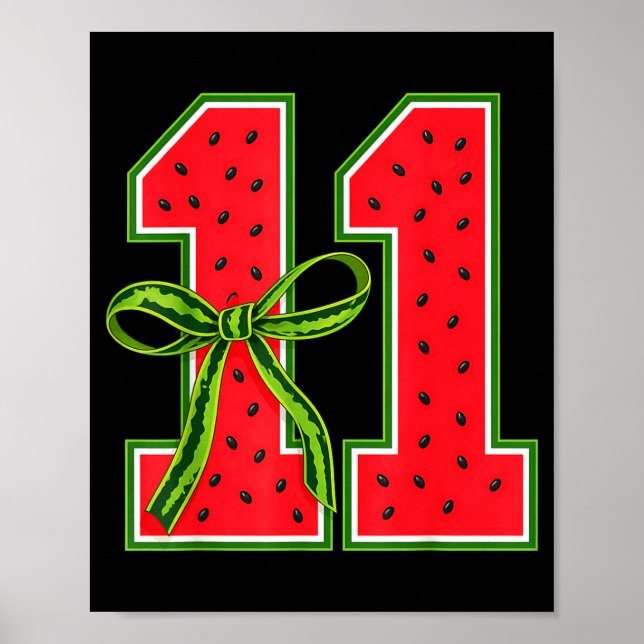 Affiche Pastèque 11e anniversaire Filles 11 ans Été (Devant)