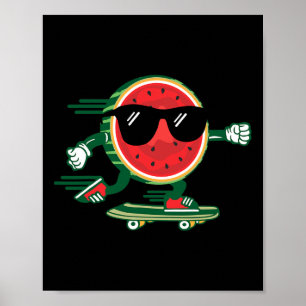 Affiche Pastèque Cool Skateboard 90's Vintage Été