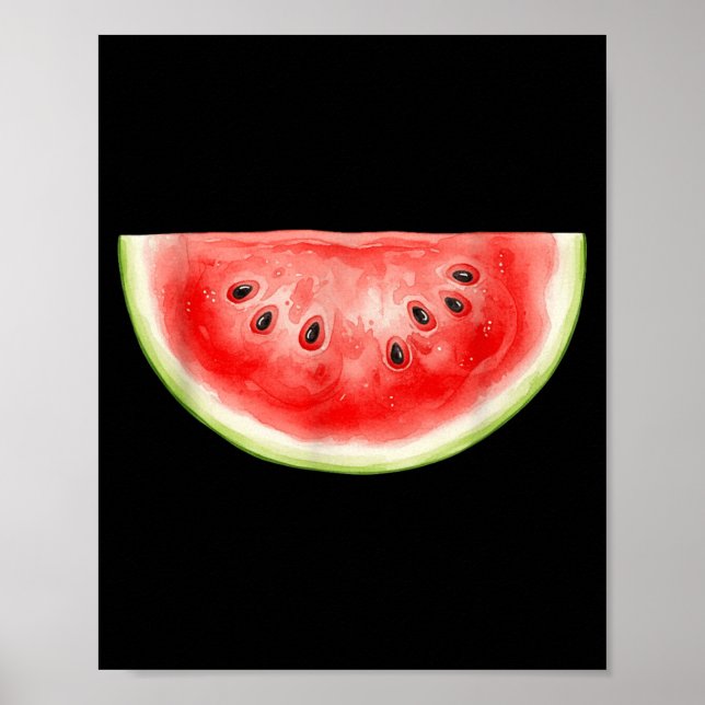 Affiche Pastèque Été Aquarelle Fruit Tranches Juteux (Devant)