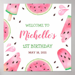 Affiche Pastèque Un dans un Melon Bienvenue 1er Anniversai
