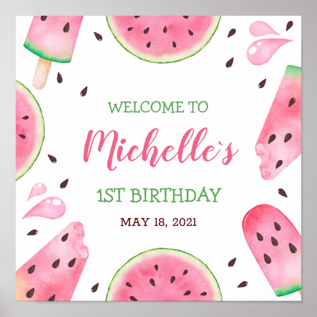 Affiche Pastèque Un dans un Melon Bienvenue 1er Anniversai (Devant)