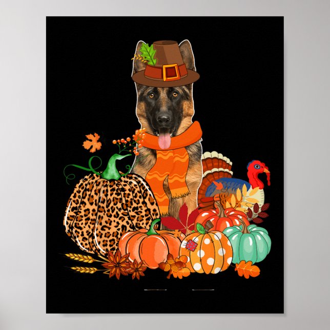 Affiche Pasteur Allemand De Thanksgiving Avec La Poussette (Devant)