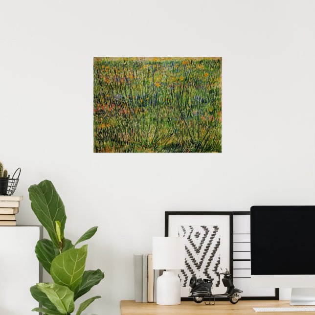 Affiche Pasture en fleurs par Vincent van Gogh (Bureau à domicile)