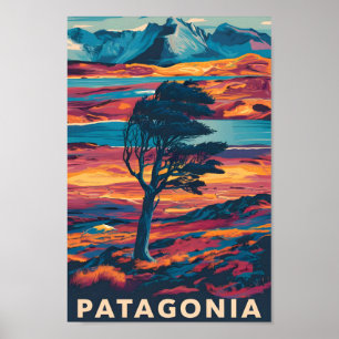 Affiche Patagonie Argentine Lieu de voyage célèbre