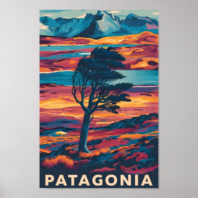 Affiche Patagonie Argentine Lieu de voyage célèbre (Devant)