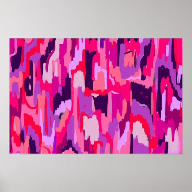 Affiche Patch de baies : Abstrait rouge et rose  (Devant)