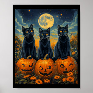 Affiche Patch de citrouilles éclairé par la lune d'Hallowe