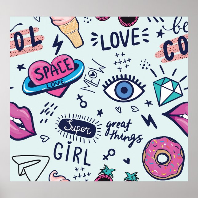 Affiche Patch de mode : Stickers Pop Art. (Devant)