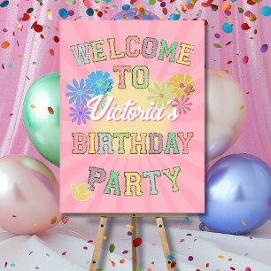 Affiche Patch Lettre Anniversaire Fête Preppy Hippie Bienv