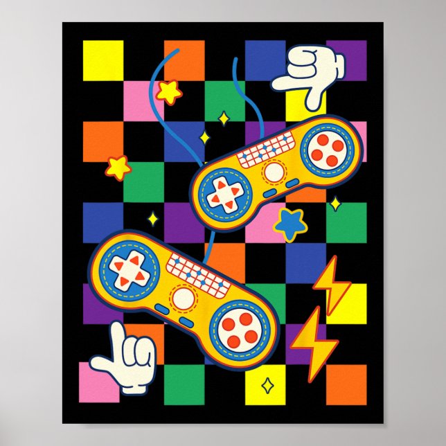Affiche Patchs de jeu vidéo en tissu esthétique Kidcore Al (Devant)