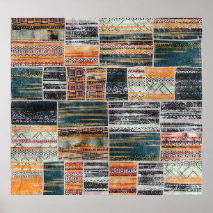 Affiche Patchwork collage mixage, surface composée motif i