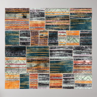 Affiche Patchwork collage mixage, surface composée motif i
