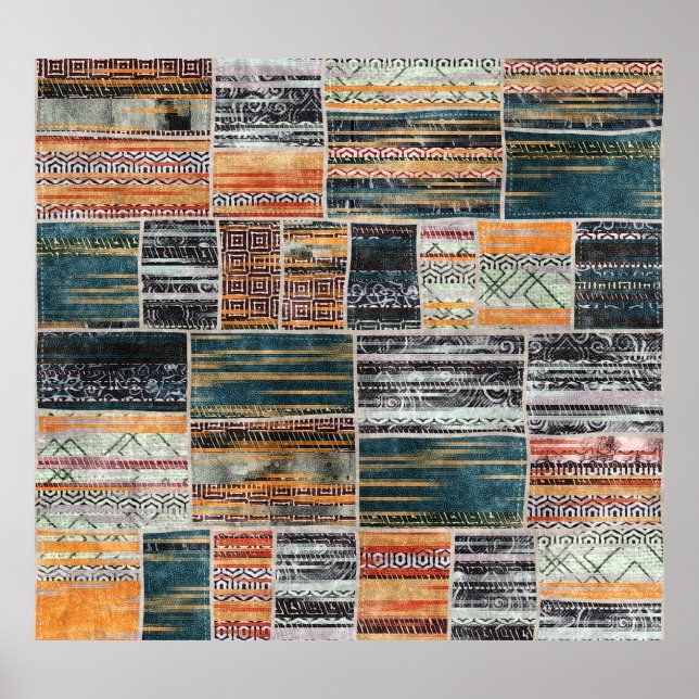 Affiche Patchwork collage mixage, surface composée motif i (Devant)