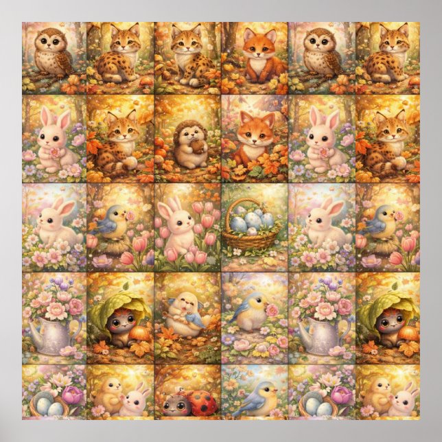 Affiche Patchwork, Cozy Inspired Color Block Design (Devant)