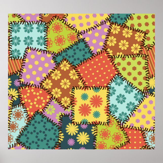 Affiche Patchwork Eclectique : Mélange Motif Diverse (Devant)