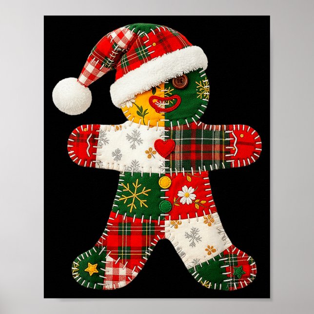 Affiche Patchwork Gingpain Homme Noël Hommes Femmes (Devant)
