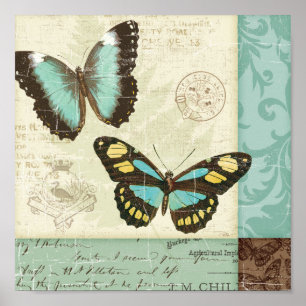 Affiche Patchwork papillon