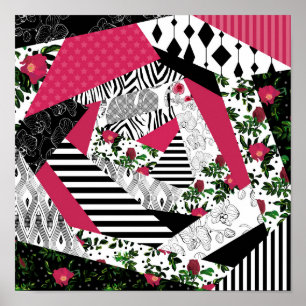 Affiche patchwork rouge, populaire, patchwork lancer oreil