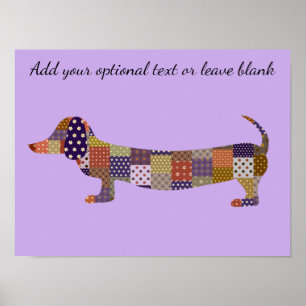 Affiche Patchwork violet Dachshund Wall Art