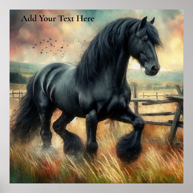 Affiche Pâte de Cheval Frésilien Noir clôtures rustiques (Devant)