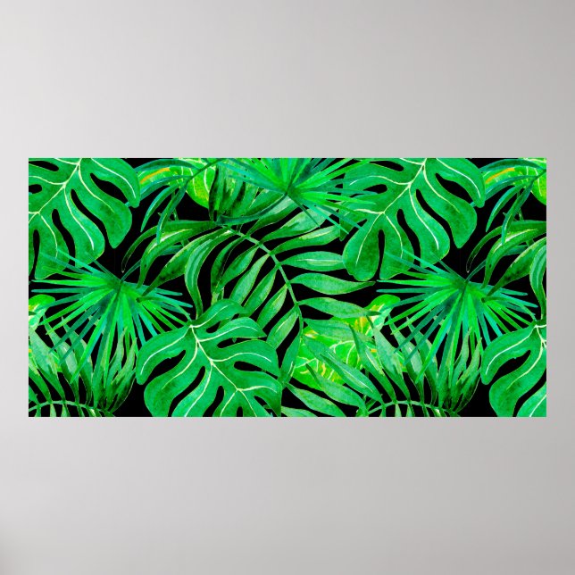 Affiche Patern sans couture feuille tropicale (Devant)