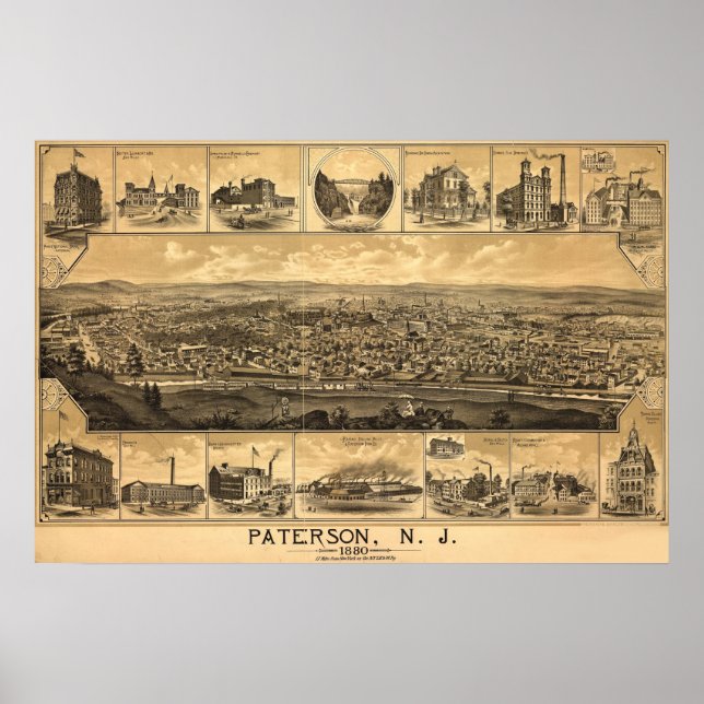 Affiche Paterson New Jersey Railroad Sites naturels (Devant)